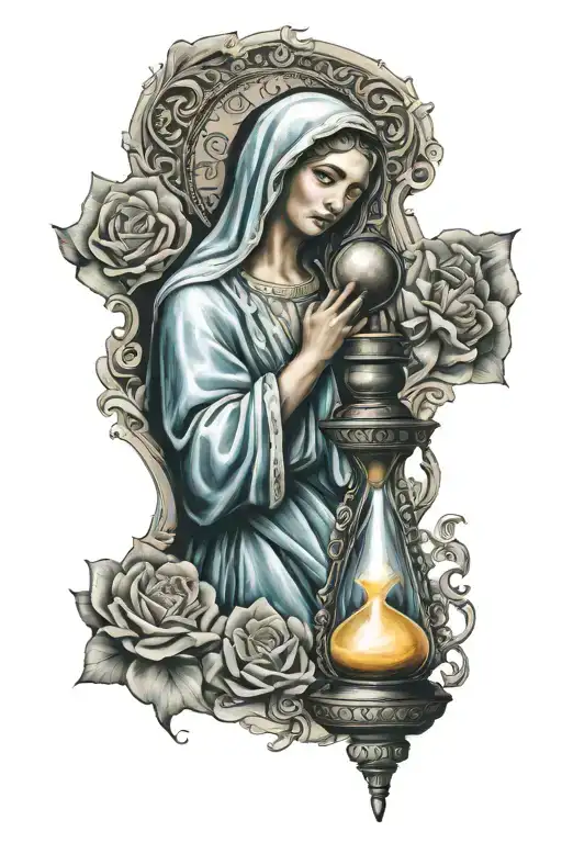 Virgin Mary Praying With Hourglass Combined