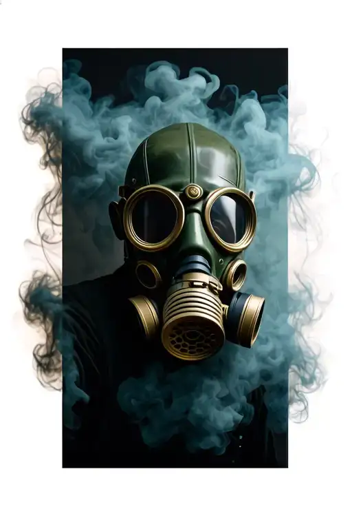 Gas Mask Surrounded By Hazy Smoke