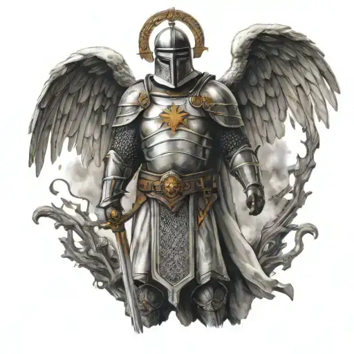 Templar Knight Standing Angel Wings