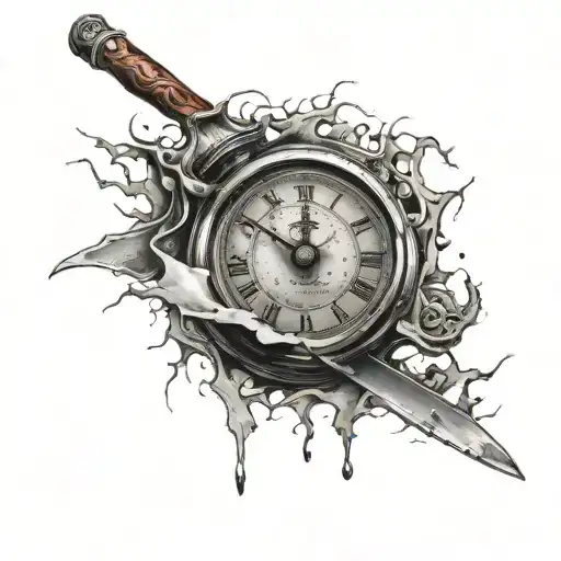 Broken Clock With Chefs Knife