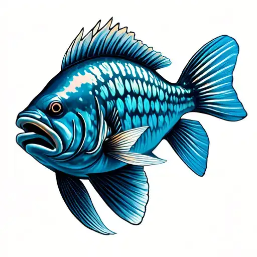 Marine Environment With The Face Of A Fish Swimming