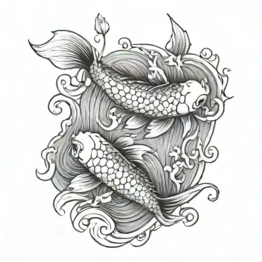 Design A Tattoo Featuring Two Koi Fish Swimming