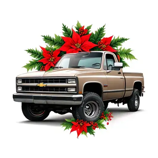 Mountain Range Chevy Truck Poinsettas