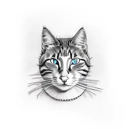 6 Cats Sitting On A Line