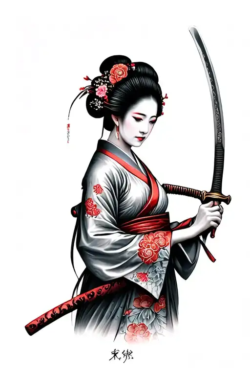 Geisha Holding A Katana