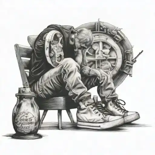 Guy In Sneakers Sitting On A Chair Thinking About The Meaning Of Life