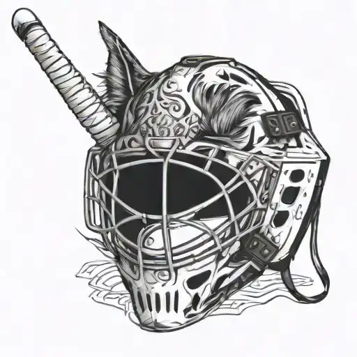 A Hockey Goalie Mask With Cat Ears And Whiskers