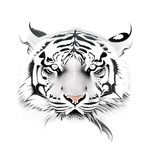 A Tiger And A Samurai With Roses