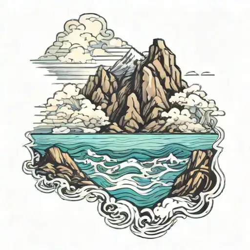 The Sea Leading Up To A Mountain Range