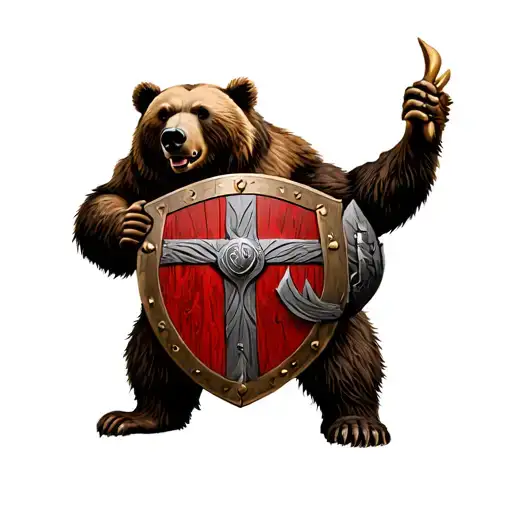 Bear With Viking Shield