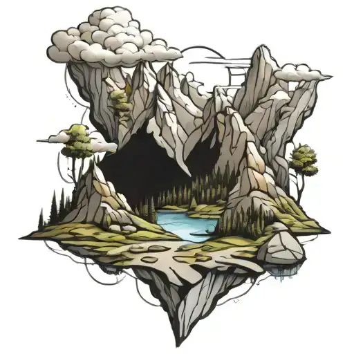 Cartoons On A Mountain Landscape