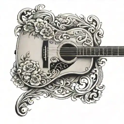 Black And White Acoustic Guitar