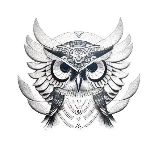 Face Of Athena With Owl For Stomach