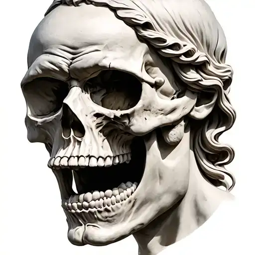 Crying Statue With Half Of The Face A Skull
