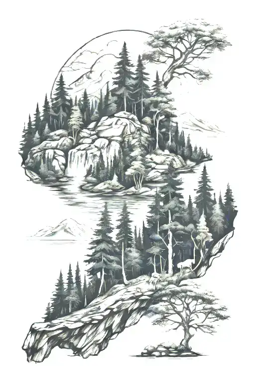 Forest Clearing With Mountains