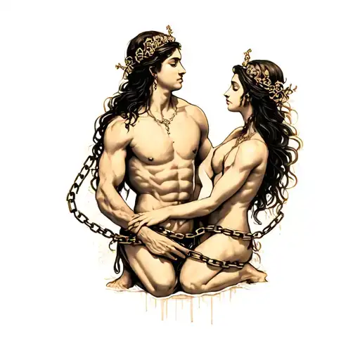 Man Subbmitting To His Goddess On His Knees Chained Down Hands