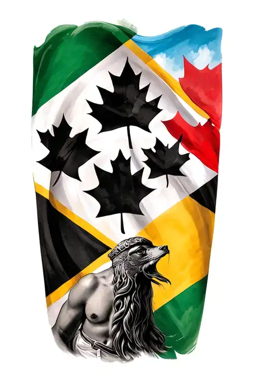 Barbados Flag And Canada Flag