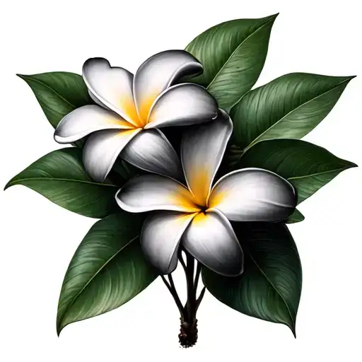 Plumeria Flowers Black And Grey Pop Of Color