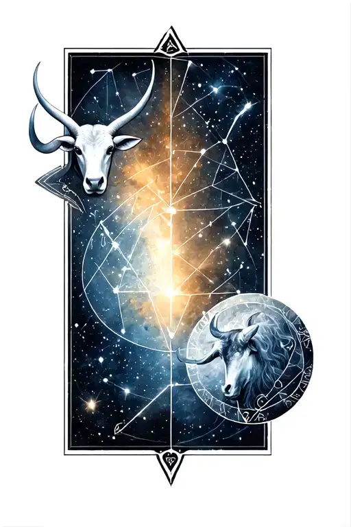 Aquarius And Taurus Geometric Symbol Constellation