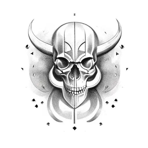 Black And Grey Viking Goddess With Skull Showing