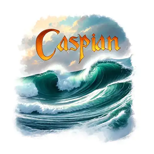The Name Caspian With The Ocean Waves
