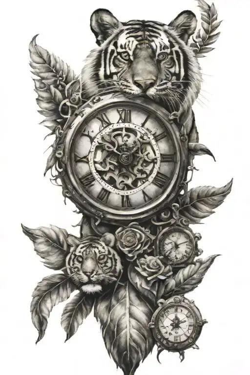 Tiger With A Clock