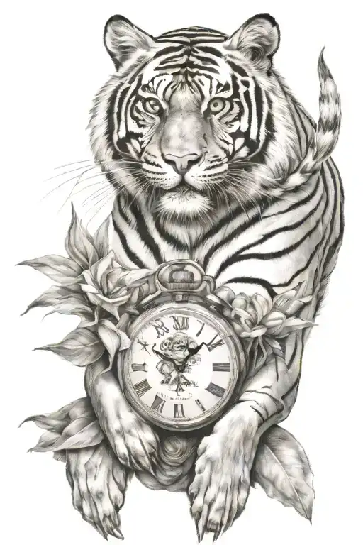 Tiger With Watch Next To Rabbit