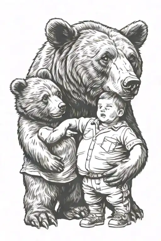 Bear Dad And Is Two Babt