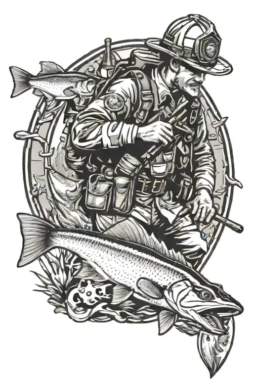 Firefighter Outdoorsman Hunting And Fishing
