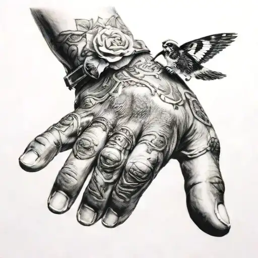 A Hand With A Ring On The Ring Finger And Missing The Pointer Finger