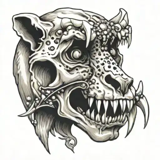 Saber Tooth Tiger Skull With Diamonds On Fangs