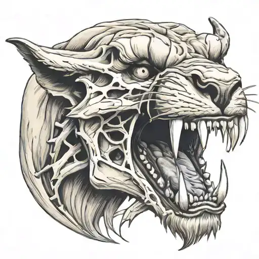 Saber Tooth Tiger Skull With Long Fangs Showing