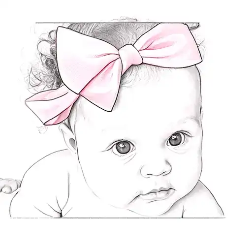 A Baby Wearing A Pink Bow Their Heads Just The Head Not The Body