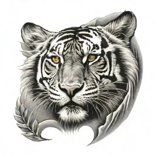 Half Eye And Half Tiger Head