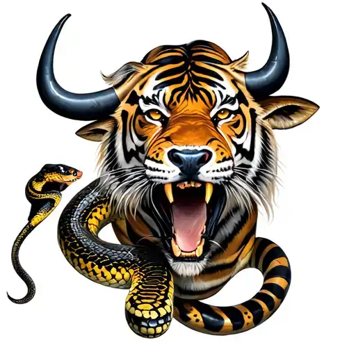 Snake And Tiger And Bull