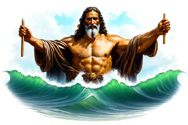Moses Splitting The Red Sea Leading People To Freedom