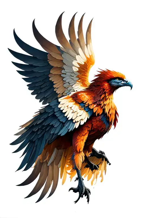 Phoenix Forwarded Facing Wings Flying With Bible Verses