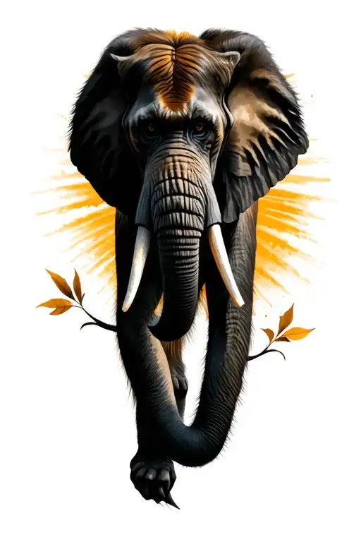 Baboon Tiger Elephant Leaves Sun Rising