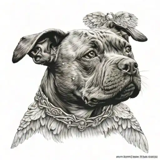 A Staffordshire Bull Terrier As An Angel Wings