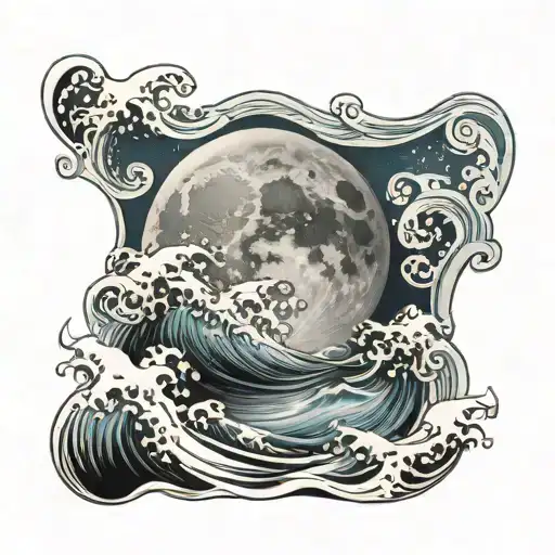 Full Moon With Sea Waves