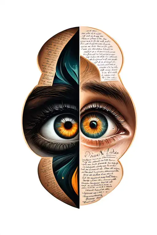 Eyes With Words In Between Them Shaped As A Cross