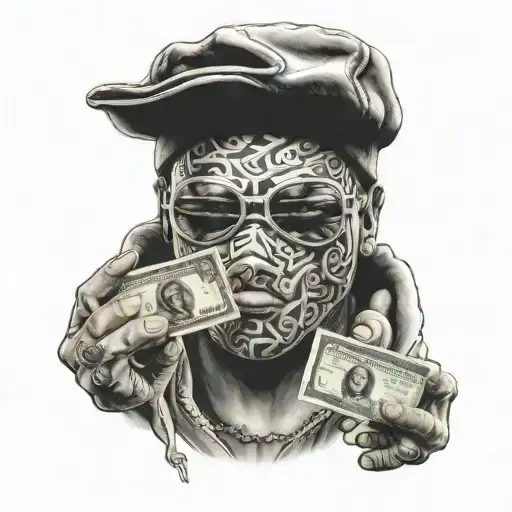 Gangster With Ski Mask And Money
