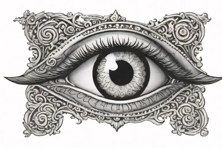 Evil Eye With Border Black And White