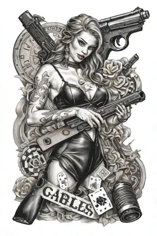 Woman Gun Gambling Scales