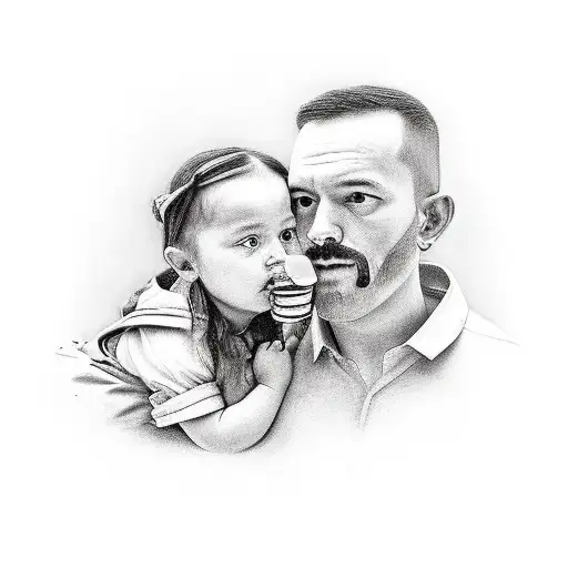 Father Carries His Daughter On His Shoulders