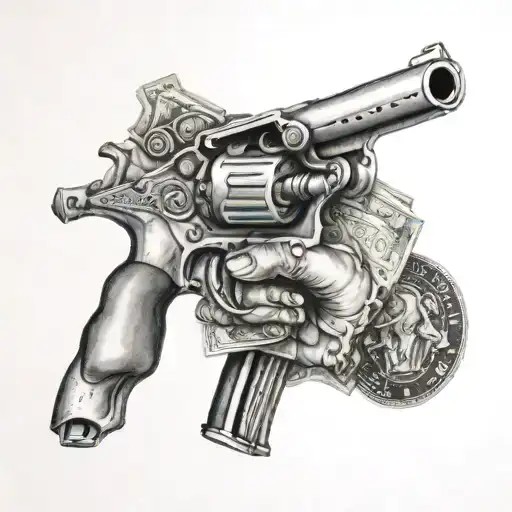 Gun Money Woman Holding