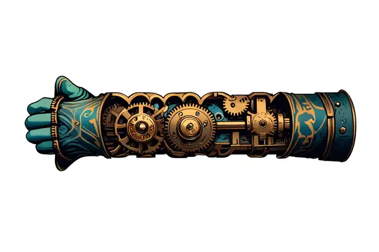 A Wrist Band Tattoo In The Steampunk Style Showing Gears And Mechanisms Inside The Wrist