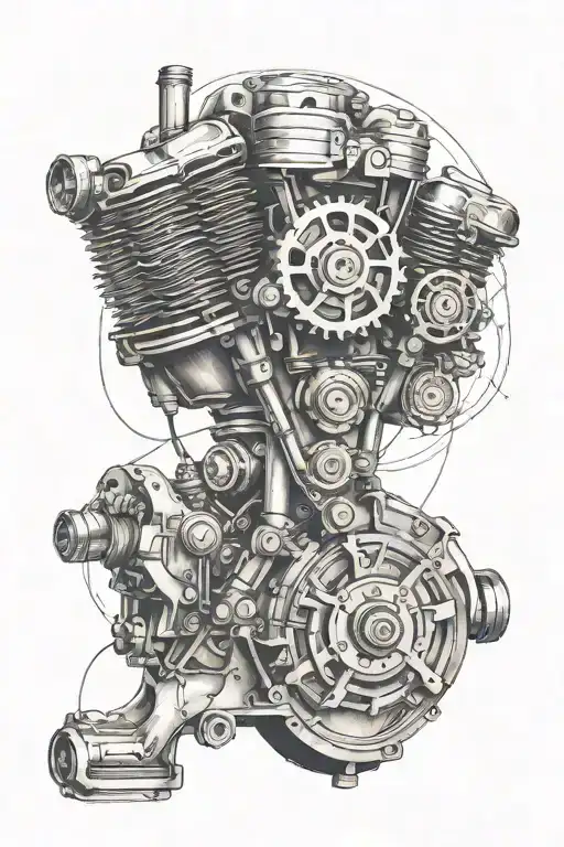 Motorbike Engine With A World Map Background