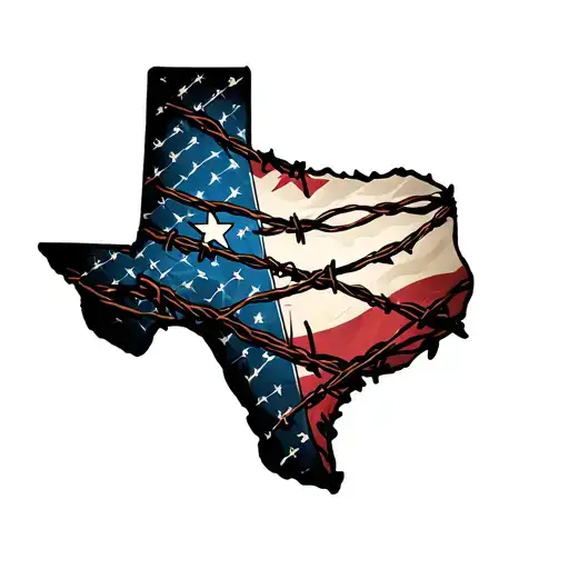 Outline Of Texas With Barb Wire Wrap
