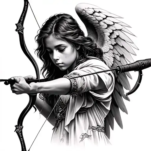 Angel Shooting Bow And Arrow Design
